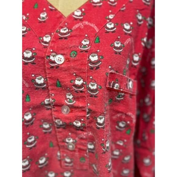 "Botany 500" Red Flannel Christmas Night Shirt VTG SZ S/M  Santa & Wreaths Mom - Picture 4 of 12